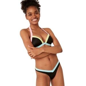 Victoria’s Secret Black‎ Multi Push-Up Halter Bikini Set – Size L NWOT